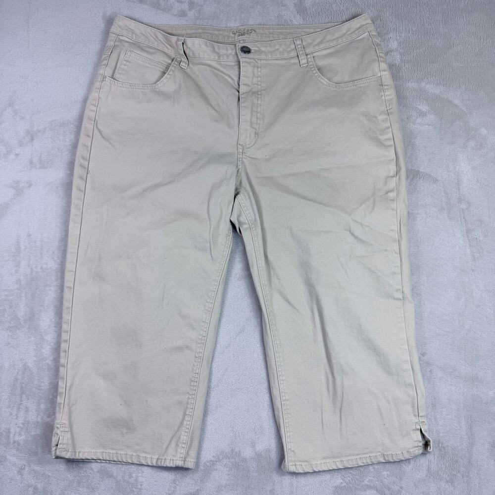 Riders by Lee Women's Khaki Capri Pants - Beige Cropped Trousers Size 18